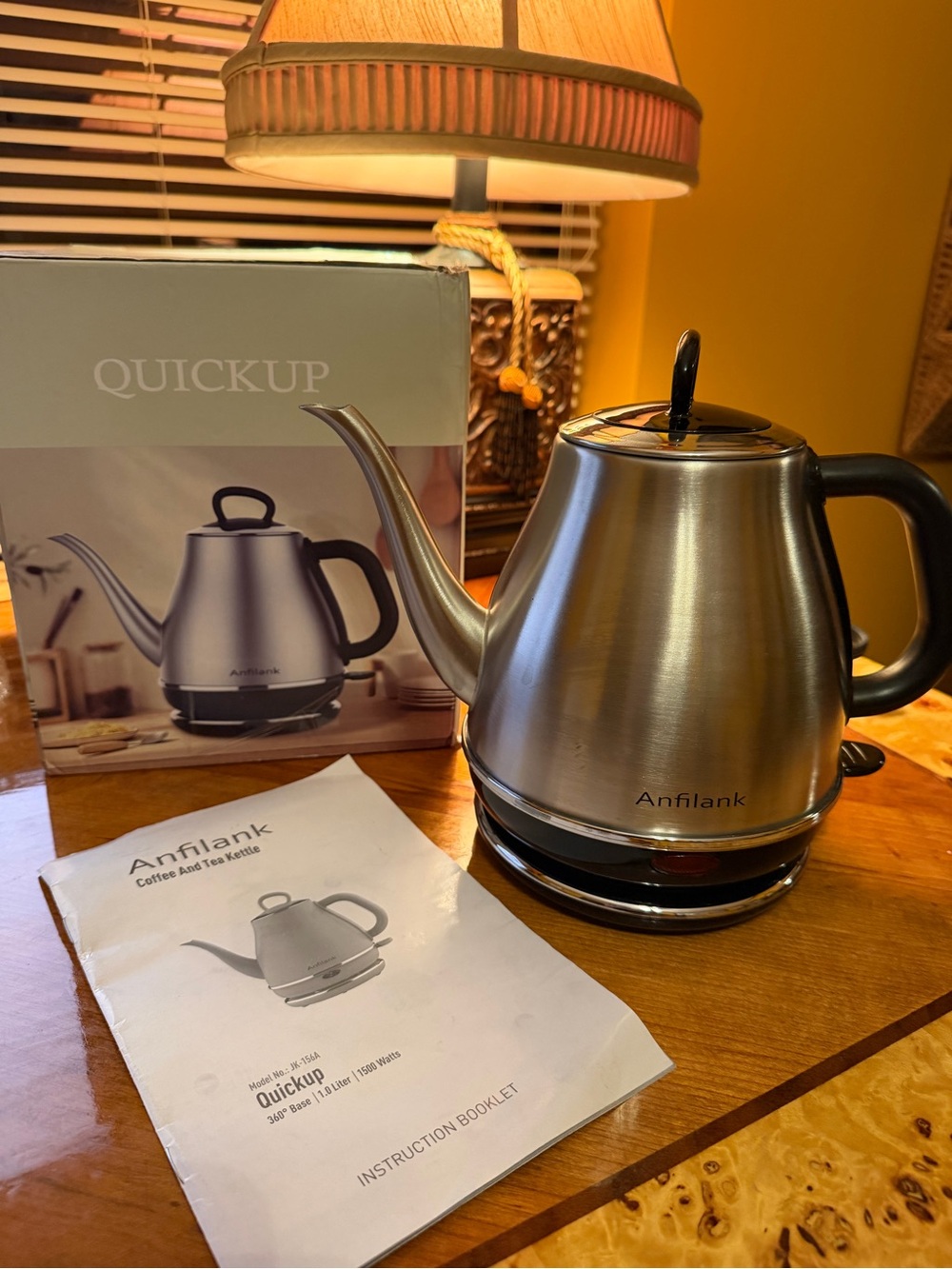 Anflank Stainless Steel Electric Gooseneck Kettle - Brushed Silver